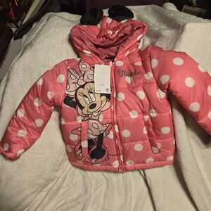 Pink Polka Dot Minnie Mouse Puffer Jacket